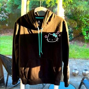 Converse Black Hoodie with Hello Kitty Design